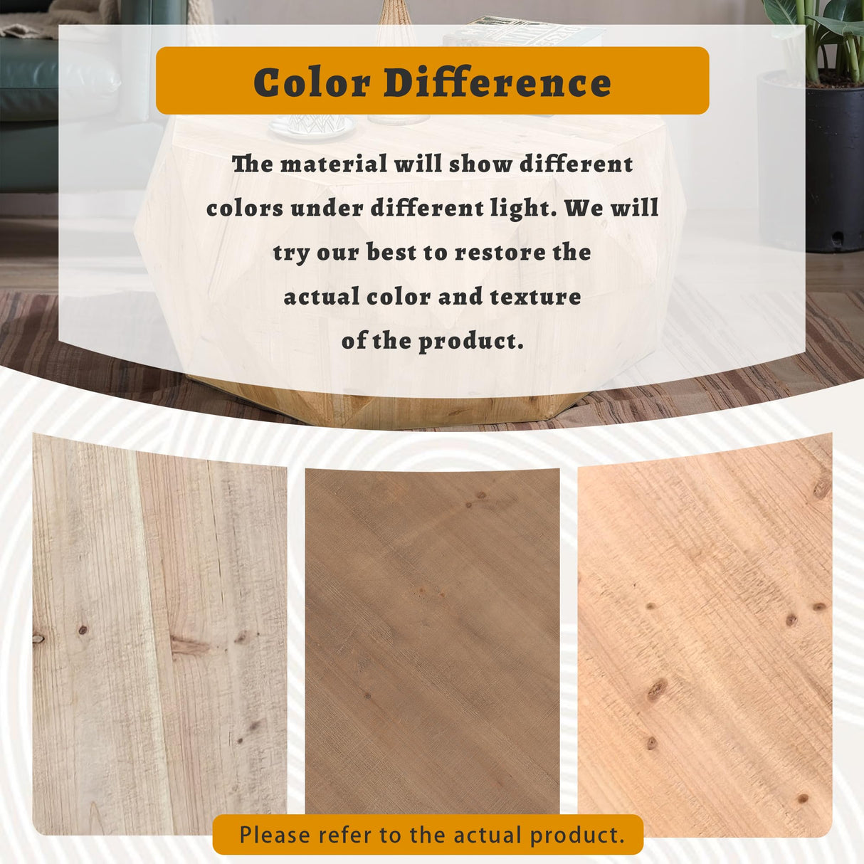 38" Modern Farmhouse Coffee Table, Drum Coffee Table, American Retro Style Coffee Table for Office, Dining Room and Living Room, Nature KIGFTSOD