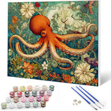 Auremi Octopus Paint by Number Kits for Adults,Animal Paint by Number on Canvas with Frame DIY Painting with Number Acrylic Oil Paint Kits for Home Decor 8x12 Inch Auremi