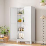 pozdeg White Metal Storage Cabinet, 47.25" H Steel Kitchen Pantry Cabinet with 2 Doors and 3 Adjustable Shelves, Versatile Sideboard Buffet Cabient for Home Office Warehouse Garage or Outdoor pozdeg
