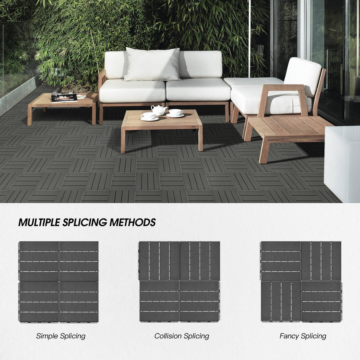 9 Pcs Plastic Interlocking Deck Tiles 12“x 12” for Bathroom, Swimming Pool, Garden, Balcony, Indoor & Outdoor Floor Drainage, Non Slip Soft Floor Mat YI