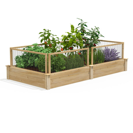 Greenes Fence Original Cedar Raised Garden Bed with CritterGuard Fence System, 4' x 8' x 10.5" - Made in USA with North American Cedar Greenes Fence
