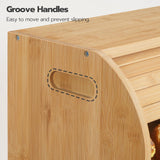 HOOBRO Bread Box, Natural Bamboo Bread Box for Kitchen Countertop, 2 Tier Roll-Top Bread Bin, Food Storage Box, Storage Cabinet, for Kitchen, Dining Room, Natural YL13MB01 HOOBRO