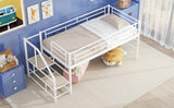 Merax Junior Metal Low Loft Bed Frame for Girls Boys, Space Saving/Easy Assemble White Merax