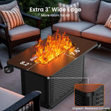AMADA HOMEFURNISHING 43 Inch Propane Fire Pit Table, 60,000 BTU Gas Fire Pit with Lava Rocks, Waterproof Cover, Removable Lid, Cup Holders, 2-in-1 Fire Table for Patio, Backyard, Garden, Black AMADA HOMEFURNISHING