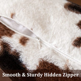 Woaboy Pack of 2 Luxury Faux Fur Throw Pillow Covers Cowhide Decorative Soft Fluffy Plush Couch Throws Brindle Cushion Covers for Couch Living Room Sofa Bedroom 18x18 Inch Woaboy