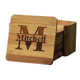 Personalized Coasters - Bamboo Coasters for Drinks with Holders - 7 Piece Set (Square) My Personal Memories