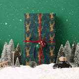 WRAPAHOLIC Christmas Wrapping Paper Roll - 17 Inch x 16.4 Feet per Roll - Dark Green Mini Roll, Reindeer Design Perfect for Christmas Holiday Gift Packing WRAPAHOLIC