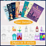 Zhanmai 48 Pcs Ramadan Coloring Book Bulk with Stacking Crayons Ramadan Moon Star Holiday Activity Book Eid Mubarak Coloring Book for Activities Party Favors Supplies Gifts (Moon) Zhanmai