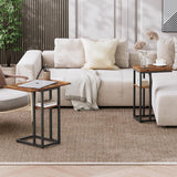 HOOBRO Foldable End Table, C Shaped Side Table with Storage Shelf, Small Snack Table Suitable for Living Room Bedroom Small Spaces, Easy Assembly, Rustic Brown BF29SF01 HOOBRO