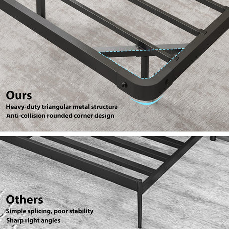 YGEOMER Full Size Floating Bed Frame with Charging Station, Modern Metal Platform Bed Frame with LED Light, Easy Assembly, Black YGEOMER