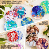 Ceramic Tiles for Crafts, GOH DODD 24 Pack Unglazed Blank Coasters White Tiles with 24 Cork Backing Pads for Alcohol Ink, Painting, Acrylic Pouring, DIY, Art Projects, Decorating, Round, 4 Inch GOH DODD