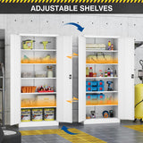 Fesbos Metal Storage Cabinet-72” Tall Steel File Cabinets with Lockable Doors and Adjustable Shelves-White Steel Storage Cabinet for Kitchen, Office, Garage Fesbos