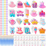 JellyArch 20 Set Princess DIY Painting Kit Ceramic to Paint Your Own Princess Rainbow Castle Statues Unpainted Plaster Figurines Brushes Acrylic Paints Bags Party Favor for Adults JellyArch