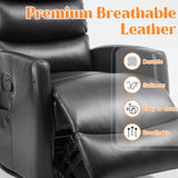 Manual Swivel Rocker Recliner Chair with Massage, Overstuffed Recliner Glider with Vibration Massage and Heat for Nursery, Living Room Reclining Sofa Chair, PU Leather Black Luxlen