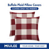MIULEE Pack of 2 Christmas Classic Farmhouse Buffalo Check Plaids Linen Soft Soild Decorative Square Porch Throw Pillow Covers Home Decor Cushion Case for Sofa Bedroom 18x18 Inch, White and Red MIULEE