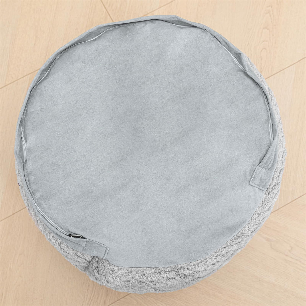 Beawelkomjo Pouf Ottoman Stuffed 20x20x12 Inches Floor Pouf Plush Fiber Ottoman Foot Rest Under Desk Foot Stool for Living Room Bedroom (Light Gray Pouf with Filler) Beawelkomjo