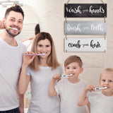 Jetec Bathroom Wall Decor Bath Rules Wall Art Sign Family Hanging Funny Wooden Hanging Sign Rustic Wood Decor for Home Bedroom Outdoor(Simple Pattern,Black, White, Gray) Jetec