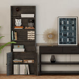 IRONCK 6-Tier Industrial Bookcase with Doors – Charcoal Grey Floor Standing Shelves for Home Office and Living Room IRONCK