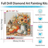 Fall Diamond Art Kits for Adults,5D Pumpkin Flower Diamond Art 4-Piece Set,DIY Full Drill Diamond Painting Kit,Home Wall Decor Diamond Painting (11.8x11.8 Inch) YULIDECO