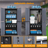 STANI Metal Storage Cabinet, Locking Steel Storage Cabinet with 4 Doors and 2 Adjustable Shelves, 71" Steel Lockable File Cabinet, Tall Steel Cabinet for Home Office,Garage,School STANI