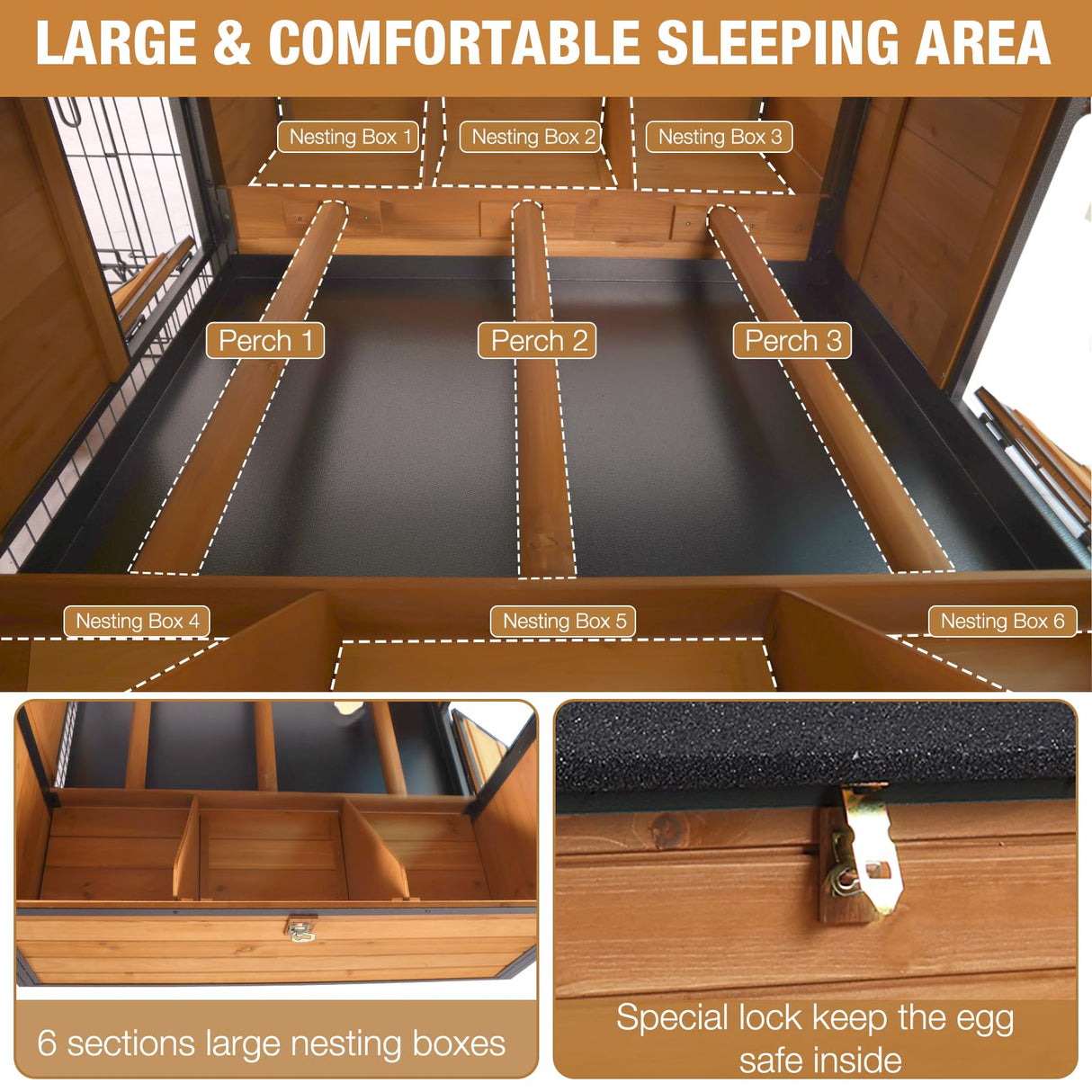 Chicken Coop Large Wooden Chicken Tractor for 6–8 Chickens, Outdoor Hen House with Metal Run Poultry Cage-Upgraded All Metal Frame Suumerpety