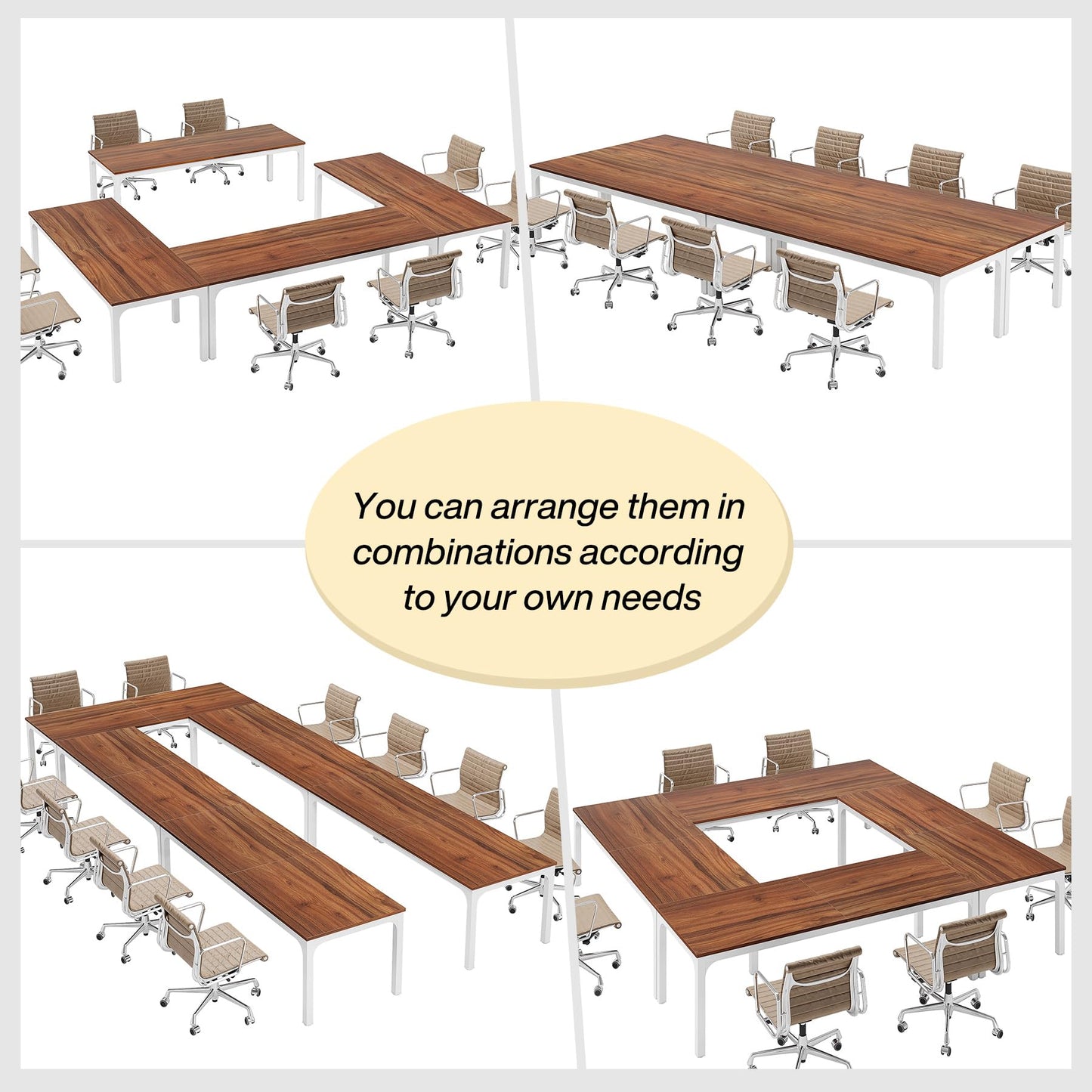 Tribesigns 78.74-Inch Conference Table Set of 2, 13FT Conference Room Table, Large Rectangle Meeting Seminar Table Set for 10-14 Person, Long Business Tables (Only Table)