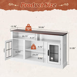 WLIVE Farmhouse TV Stand for 65 Inch TV, Tall Entertainment Center with LED Lights, Mid Century Modern TV Console wirh Open Shelves and Glass Cabinet Doors for Living Room and Bedroom, White WLIVE