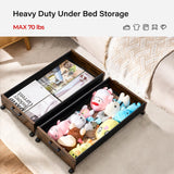 FOUCSSOMEI Under Bed Storage with Wheels, Heavy Duty Storage Containers, Toy Box, Longer Size 31.5", Wooden Under Bed Organizer Drawers, Metal Frame, for Clothes Books Blankets, Patented Design FOUCSSOMEI