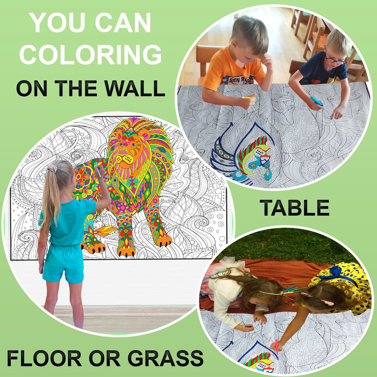 Giant Coloring Poster for Adults and Kids - Lion Jumbo Wall Coloring A ...