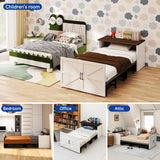 DoCred Twin Size Murphy Bed with Headboard, 2 in 1 Cabinet Bed with Desk, Foldable Hideaway Beds for Guest Bedroom, Living Room, Office DoCred