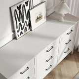 BAZELOR Farmhouse 9 Drawers Dresser for Bedroom, Wood Rustic Wide Chest with Metal Handles, Storage Dressers Organizer for Bedroom, Hallway, Entryway, White BAZELOR