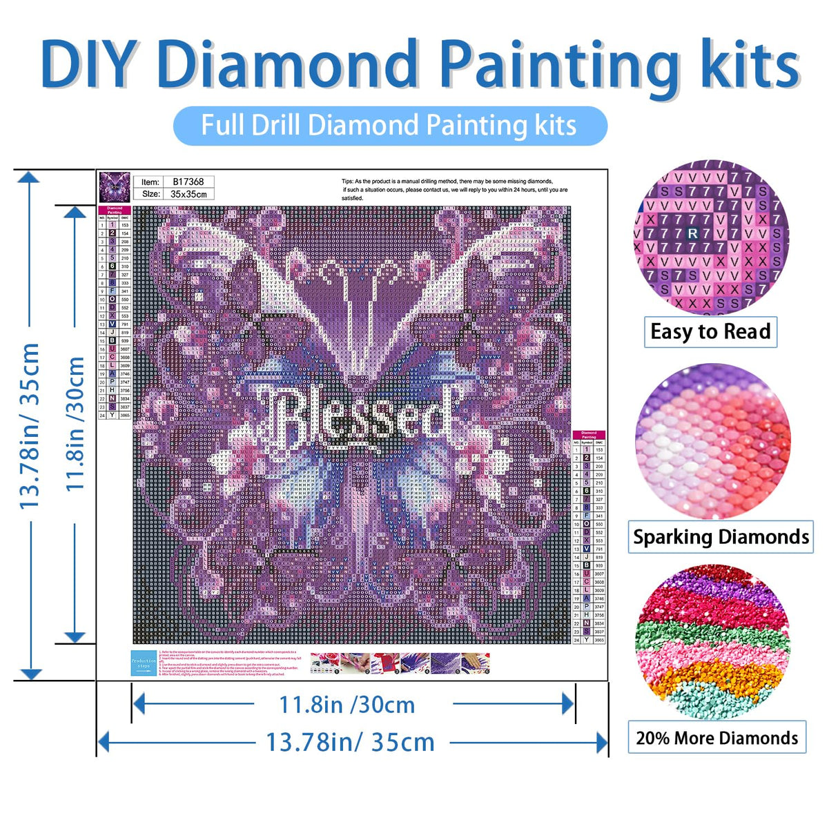 NWQZBYHT Butterfly Diamond Art Kits for Adults,Butterfly Flowers 5D Diamond Painting Kits for Beginner,DIY Round Full Drill Diamond Dots,Gem Art Kit for Adults Crafts Home Wall Decor 13.78x13.78 Inch NWQZBYHT