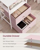 VASAGLE Nightstand, Side Table with 2 Fabric Drawers, 24-Inch Tall End Table with Storage Shelf, Bedroom, Jelly Pink and White ULGS025R05 VASAGLE