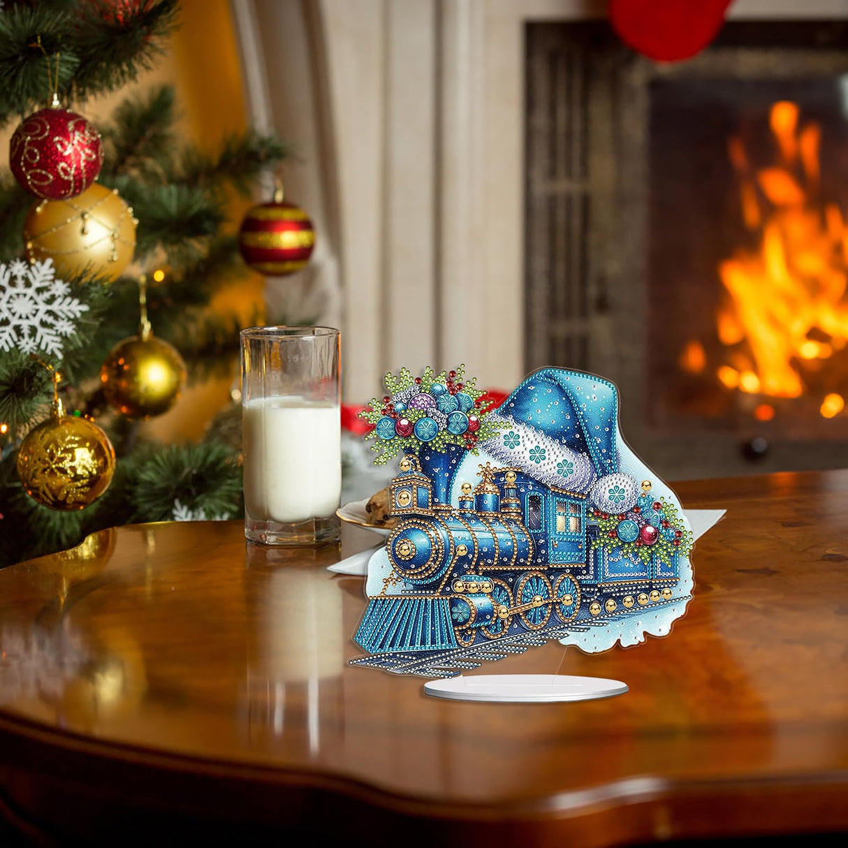 DoxQcs DIY Dot Diamond Tabletop Ornaments for Adults, Christmas Pattern Diamond Art Painting Home Decoration Ornaments for Home Office Decor (Single-Sided Diamond)-#36-Christmas Train DoxQcs