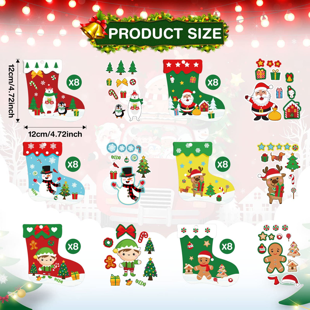 48 Pcs Christmas Craft Kits for Kids Christmas Stockings Christmas Tree Stockings Ornaments Kit Make Your Own Christmas Craft DIY Stockings Cutouts for Holiday Farmhouse Decor Handcraft Supplies Containlol