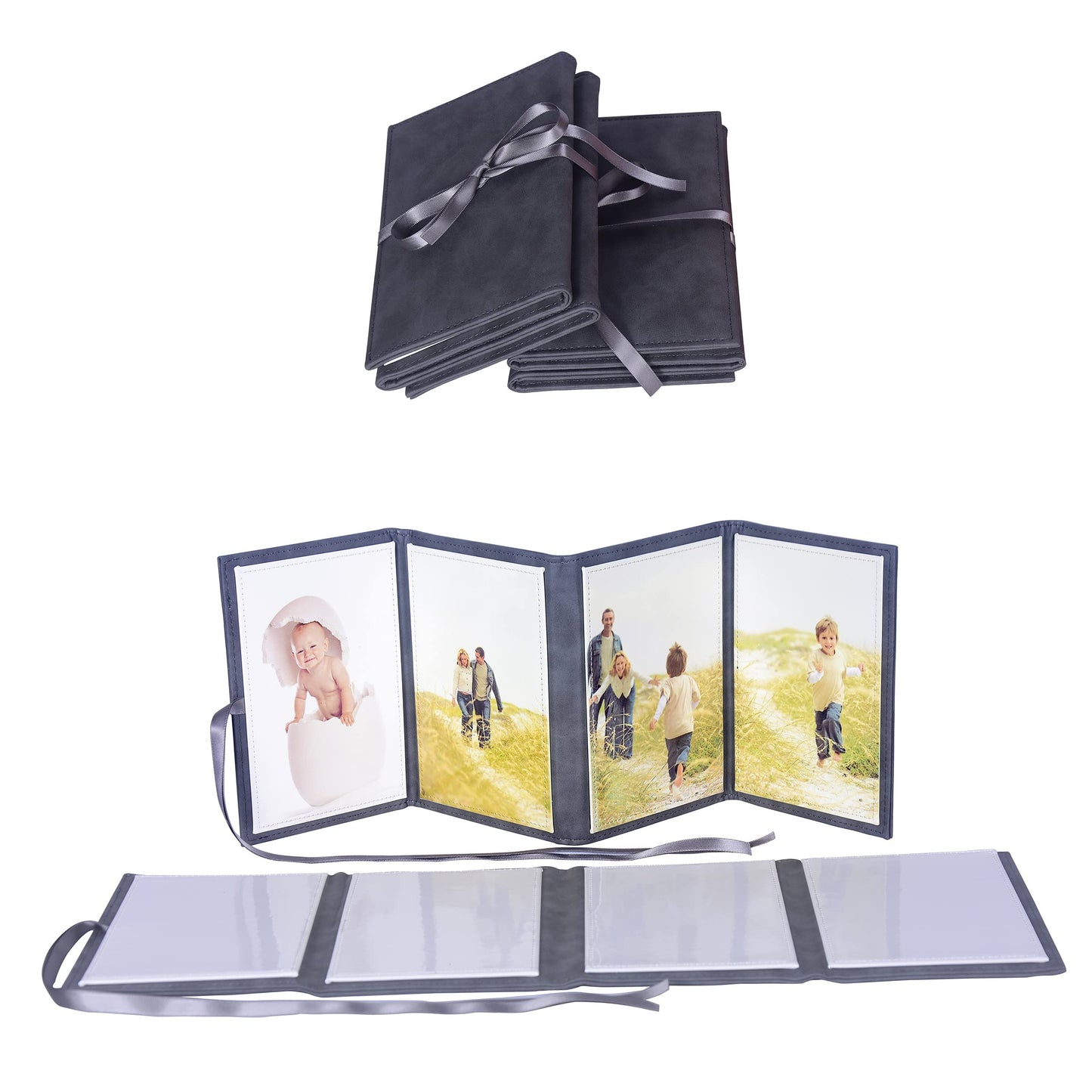 2 Pieces Sublimation Blanks Photo Album Blanks Leather(Blank size:4in x 6in) Color PU Leather Diy Craft (grey)