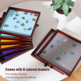 Tektalk 2000 Piece Foldable Puzzle Board with Height Adjustment, Jigsaw Puzzle Table with 2 Felt Cover & 8 Sorting Trays/Drawers, Puzzle Easel with Legs, Enclosed with 4 Roller Wheels (Black) Tektalk