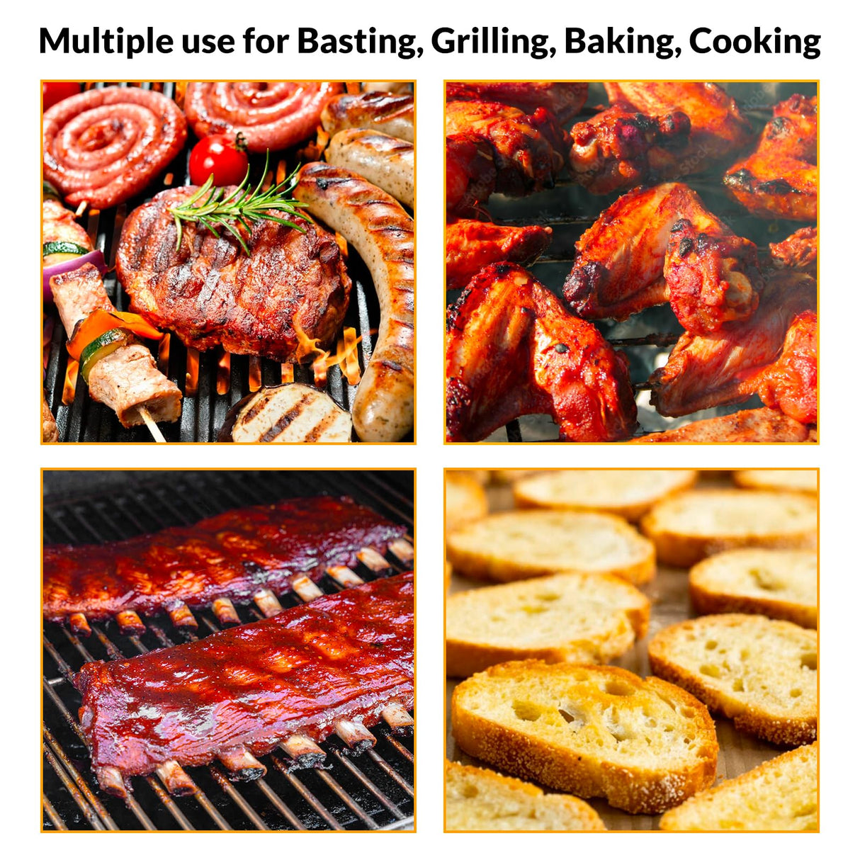 Geesta Adjustable Sauce Pot and Basting Brush Set, Long Stainless Steel Basting Brush for Cooking, Smoking, Fathers Day Grilling Gifts for Men Smoker Accessories, Large Capacity Grilling Tools, 1 Pack Geesta