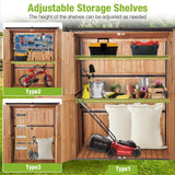 GUTINNEEN 4.6x2.42FT Sheds & Outdoor Storage Shed with All Around Metal Frame,Wooden Tool House with Adjustable Shelfs, Garden Tool Shes for Backyard Garden Patio Lawn, Brown GUTINNEEN