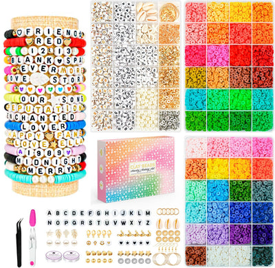 Friendship Bracelet Kit, 14,000pcs 48 Colors Bracelet Making Kit Clay Beads with Number Letter Bead Set Concert Merch Arts and Crafts Gifts for Kids Adults Teen Girls Jewelry Making Supplies