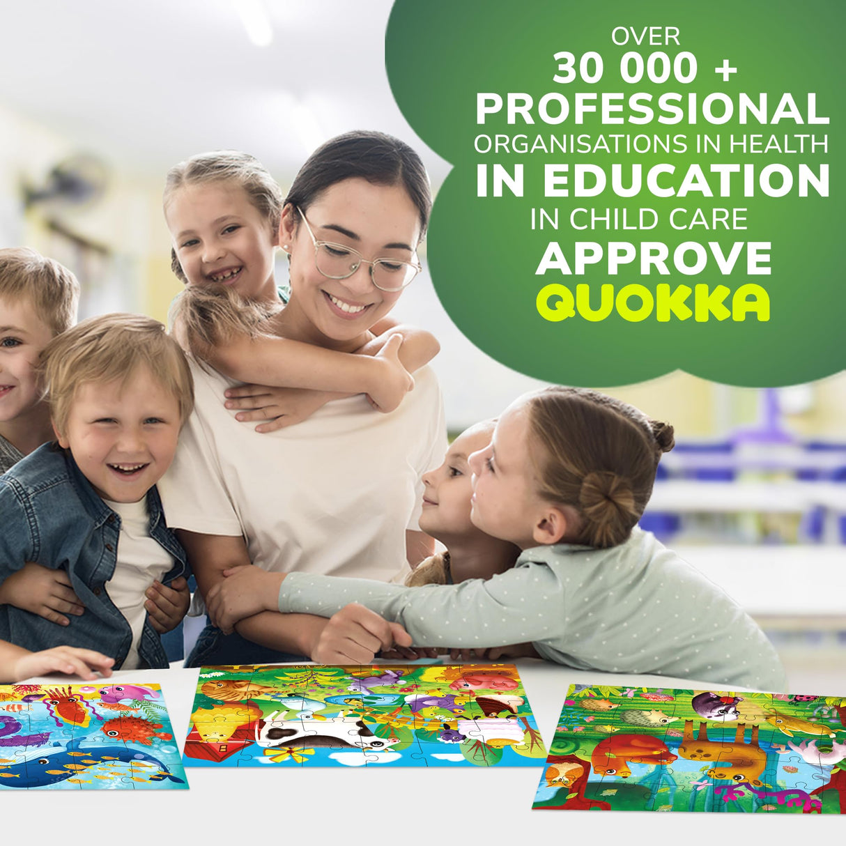 QUOKKA Puzzles for Toddlers 3-5 - 4 x 30 Pieces Puzzles for Kids Ages 2-4 - Animal Learning Jigsaw Puzzles for Kids 4-6 Years Old - Educational Toys for Boy and Girl QUOKKA