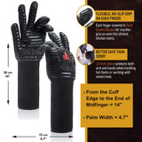 GRILL HEAT AID Premium BBQ Gloves - 1472°F Heat Resistant Gloves for Grilling, Longer Cuff Grill Gloves Heat Proof for Men, Oven Mitts for Baking, Pizza, Barbecue, Cast Iron, Fire Pit, Fireplace Grill Heat Aid