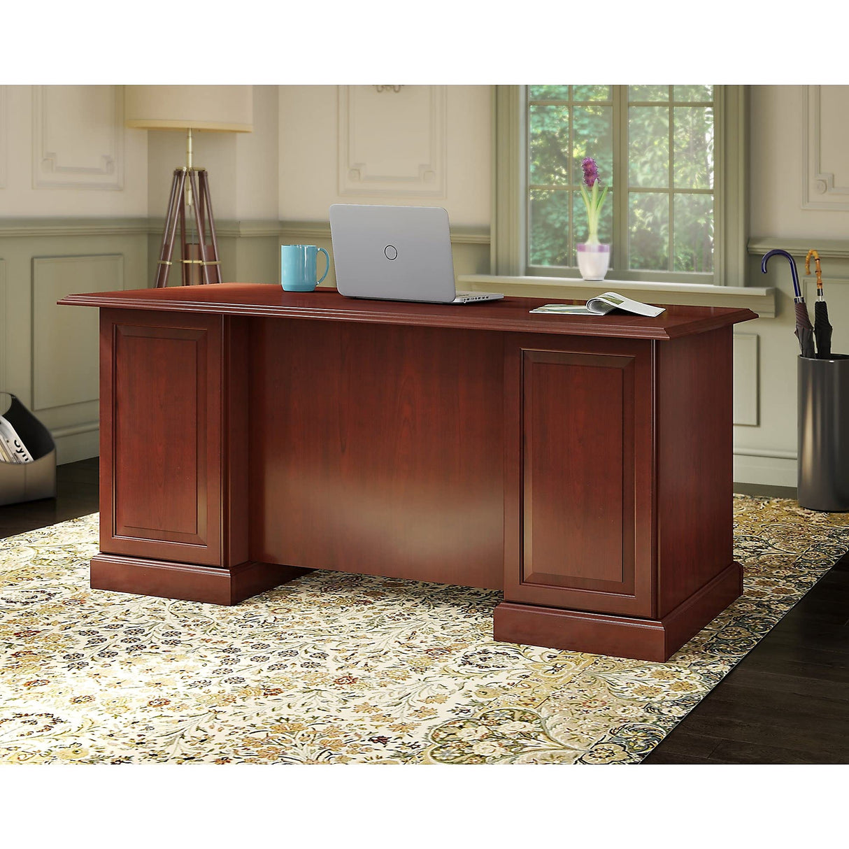 kathy ireland Home by Bush Furniture Bush Furniture WC65566-03K Bennington Executive Desk, Harvest Cherry Bush Business Furniture