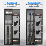 Gun Safe, 1-2 Gun Safe for Home Rifle and Pistols, Quick Access Digital Gun Safe for Rifles and Shotguns with Adjustable Gun Support & Removable Shelf, Long Gun Safe with Dual Alarm & Mute Mode silkight