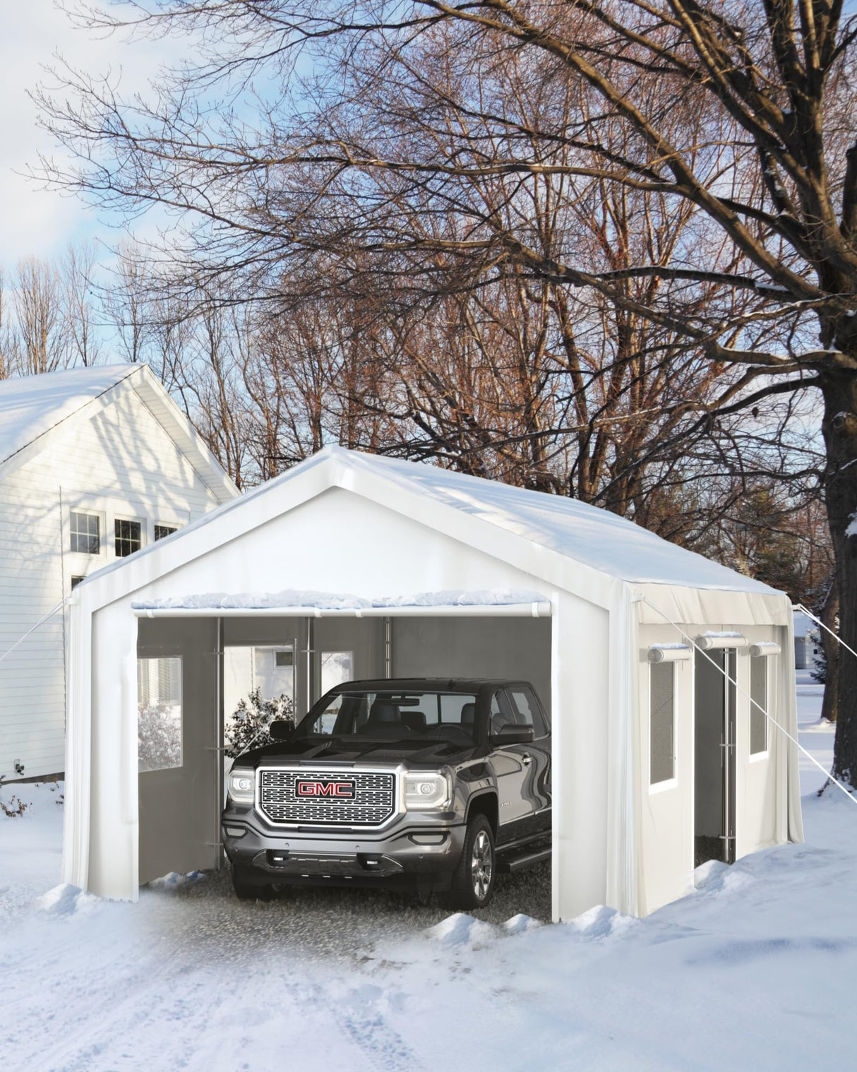 10X20 Ft Carport, Portable Carport with 4 Roll-Up Windows,Doors,Car Port with 200g PE Tarp for Car Boat Truck Motorcycle, Waterproof & UV Protected, Anti-Snow Portable Garage Kit Tent PeakPursuit