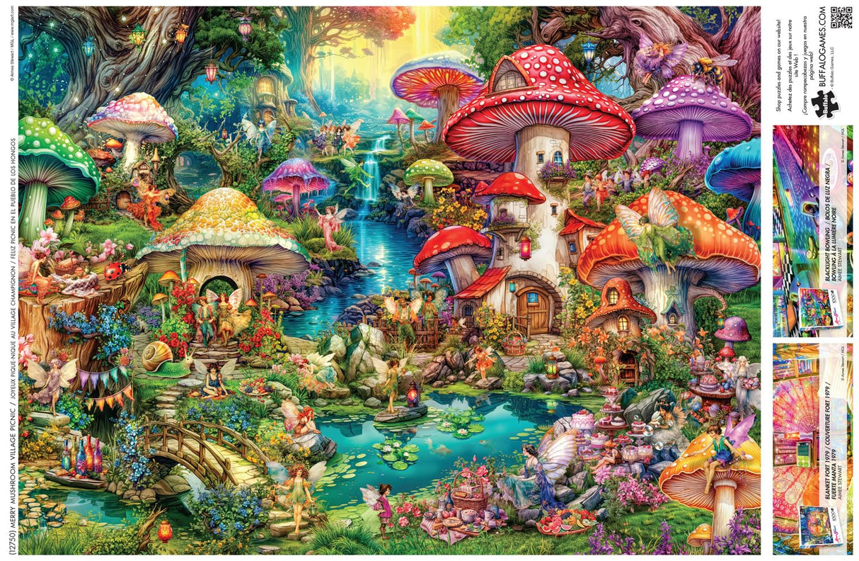 Buffalo Games - Aimee Stewart - Merry Mushroom Village Picnic - 1000 Piece Jigsaw Puzzle for Adults -Challenging Puzzle Perfect for Game Nights - Finished Size is 26.75 x 19.75 Buffalo Games