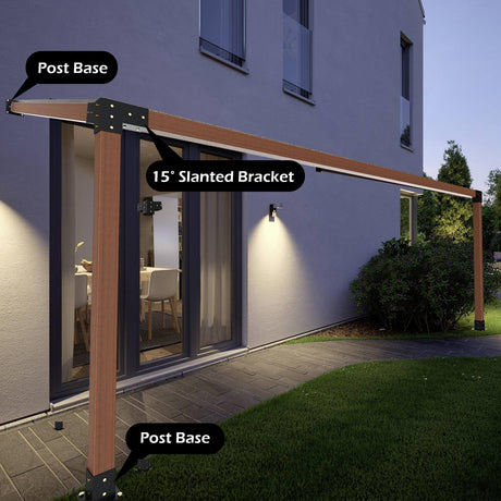 Grehitk Pergola Kit with Brackets, 15°Slanted Roof Pergola Bracket Kit, Roof Wall Mount Extension Bracket Kit 3-Way Brackets for Pergolas,Log Cabin Outdoor Pergola 4"x 4" (Actual 3.5" X 3.5") Lumber Grehitk