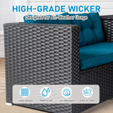 VINGLI 4 Pieces Outdoor Sectional Wicker Patio Furniture Set, Patio Sectional Sofa with Hidden Storage Outdoor Conversation Set, Glass Top Coffee Table for Backyard, Pool, Garden(Black) VINGLI