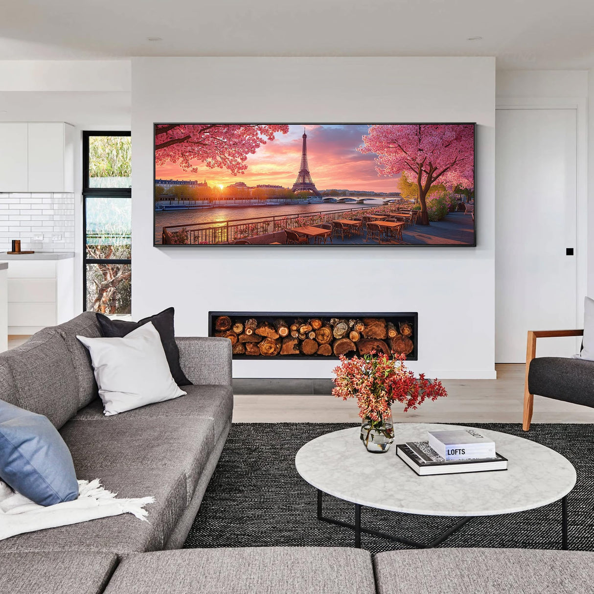 VAIIEYO Large Diamond Art Kits for Adults Eiffel Tower, Diamond Art Landscape, Large Diamond Painting Kits Full Drill Round Rhinestone Craft Canvas for Home Wall Decor Gift 12x31 inch VAIIEYO