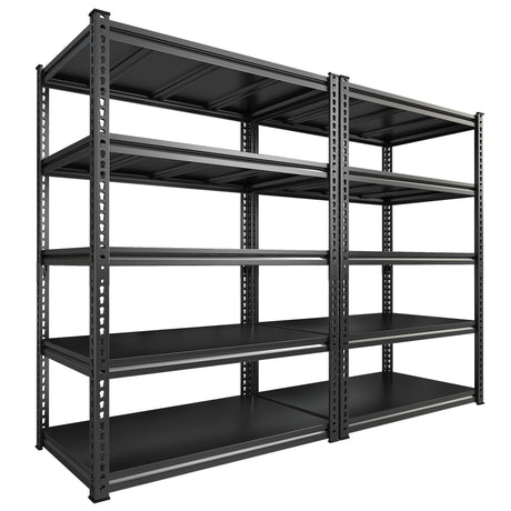 REIBII Garage Shelving 72" H Storage Shelves, 5-Tier Metal Shelving Adjustable Shelfs, Storage Shelves Heavy Duty Load 2500 LBS for Warehouse, Basement, Pantry, 72" H x36 W x18 D, 2 Pack REIBII